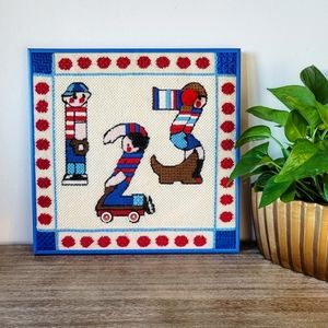 VTG "1, 2, 3" Children's Cross Stitch Wall Art